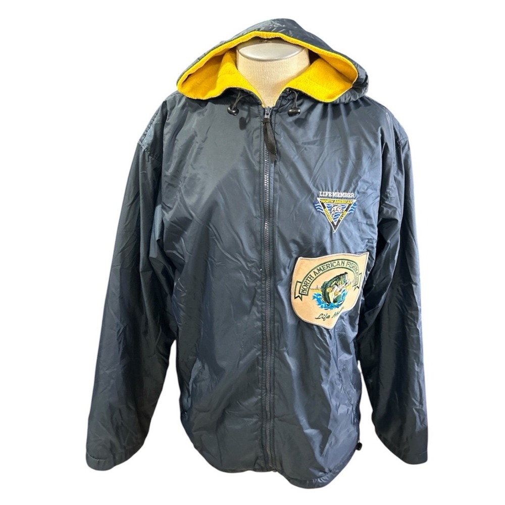 north american fishing club jacket Vintage Mens M Blue Yellow